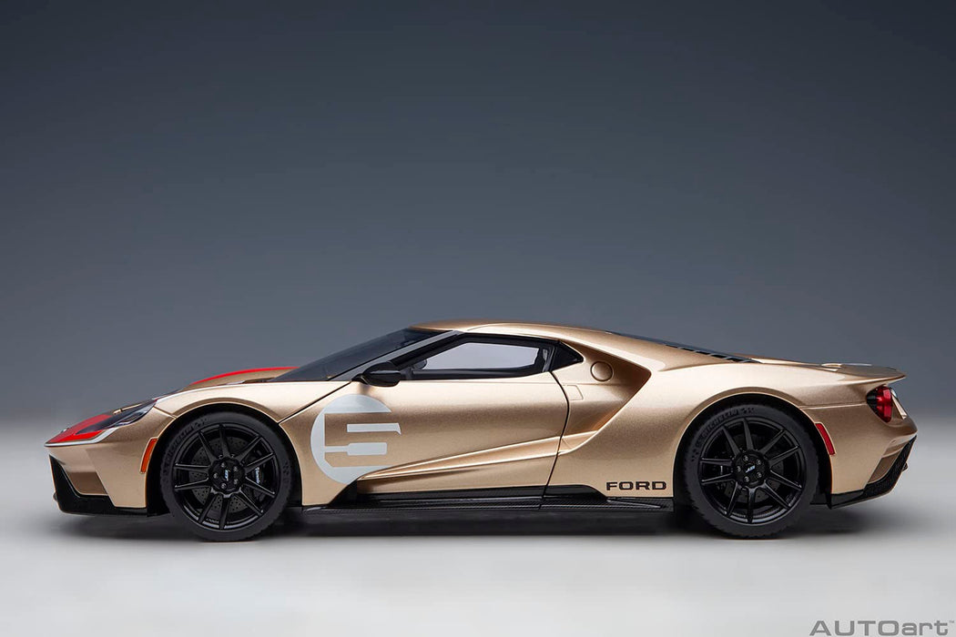 Modèle réduit de voiture Ford GT Holman Moody Heritage Edition Gold Red 1/18 Autoart