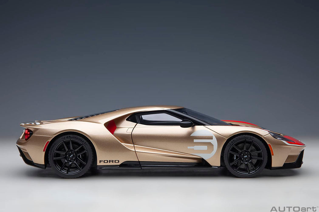 Modèle réduit de voiture Ford GT Holman Moody Heritage Edition Gold Red 1/18 Autoart