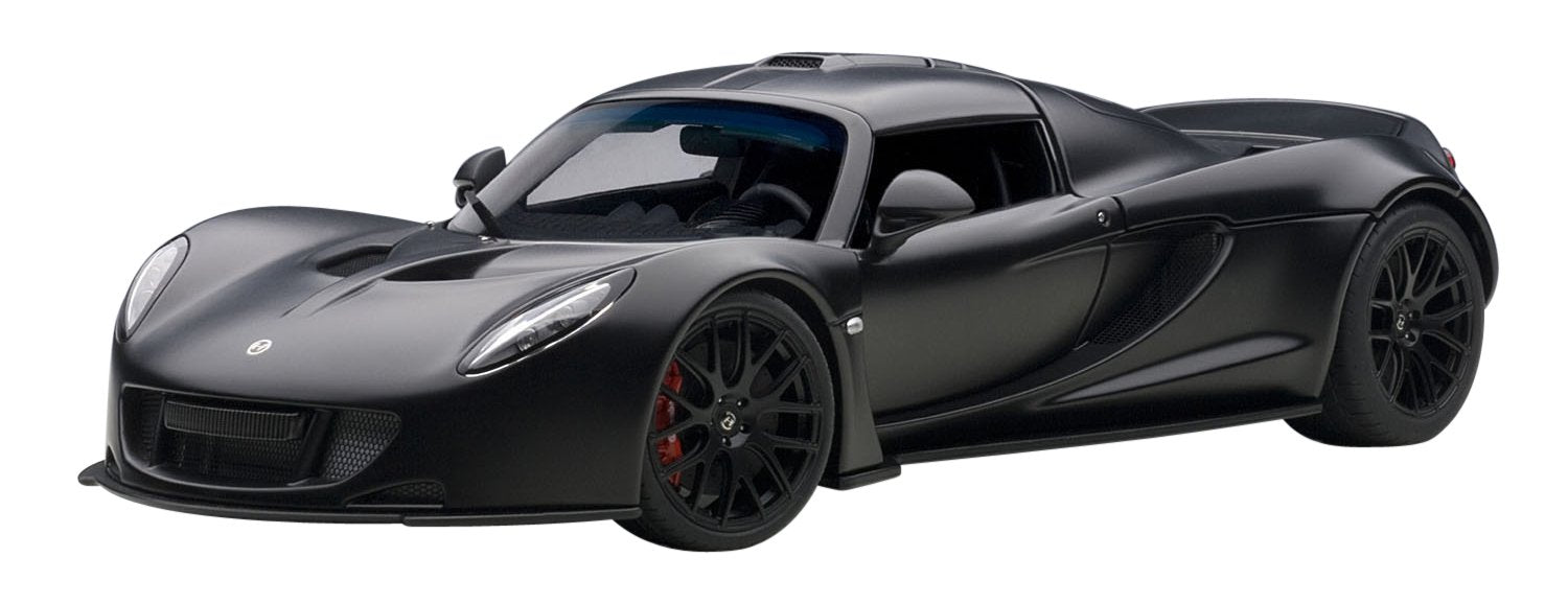 Modèle réduit de voiture Hennessey Venom GT Spider en carbone noir mat à l'échelle 1/18 de Autoart