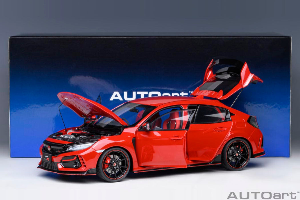 Modèle réduit de voiture rouge Honda Civic Type R 2021 à l'échelle 1/18 d'Autoart