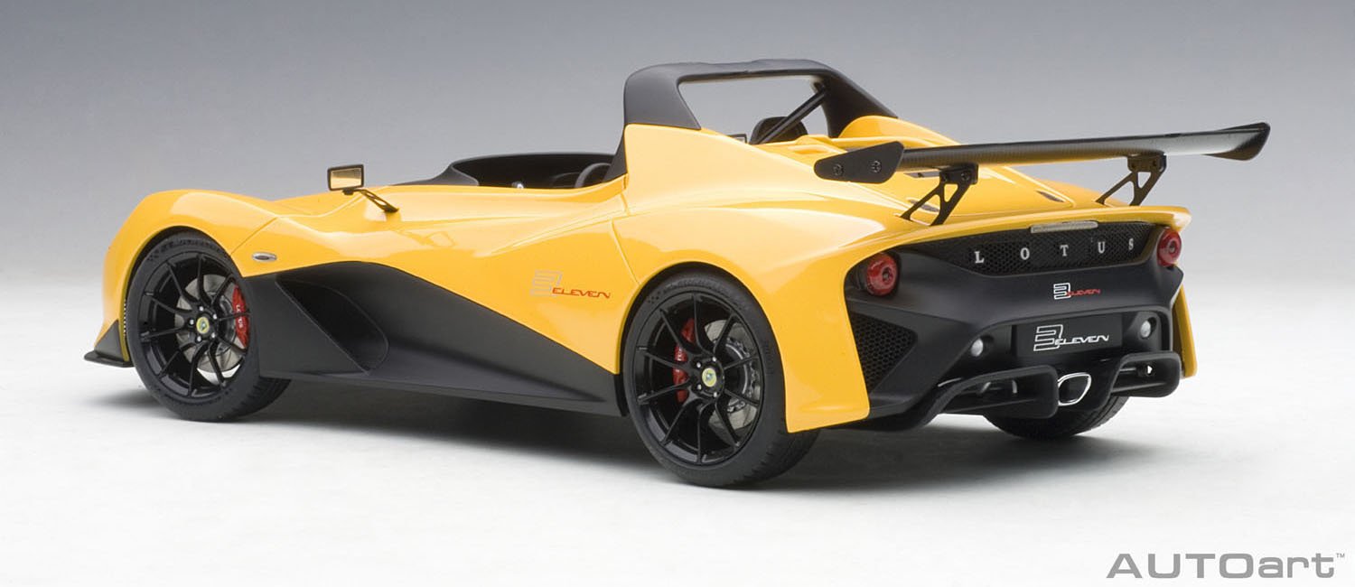 Modèle moulé sous pression Autoart 1/18 Lotus 3-Eleven finition jaune à collectionner