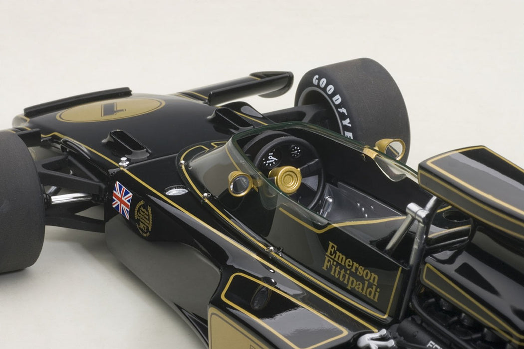 Modèle moulé sous pression Autoart Lotus 72E 1973 Emerson Fittipaldi à l'échelle 1:18