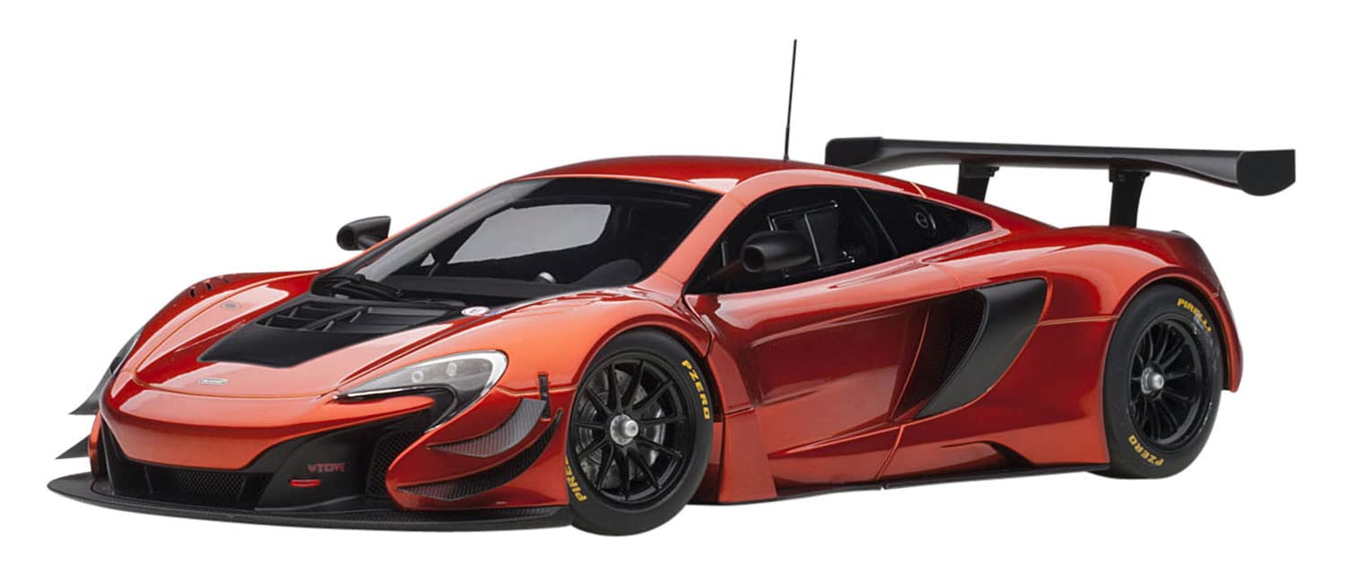 Modèle moulé sous pression McLaren 650S GT3 à l'échelle 1/18 d'Autoart en orange métallisé