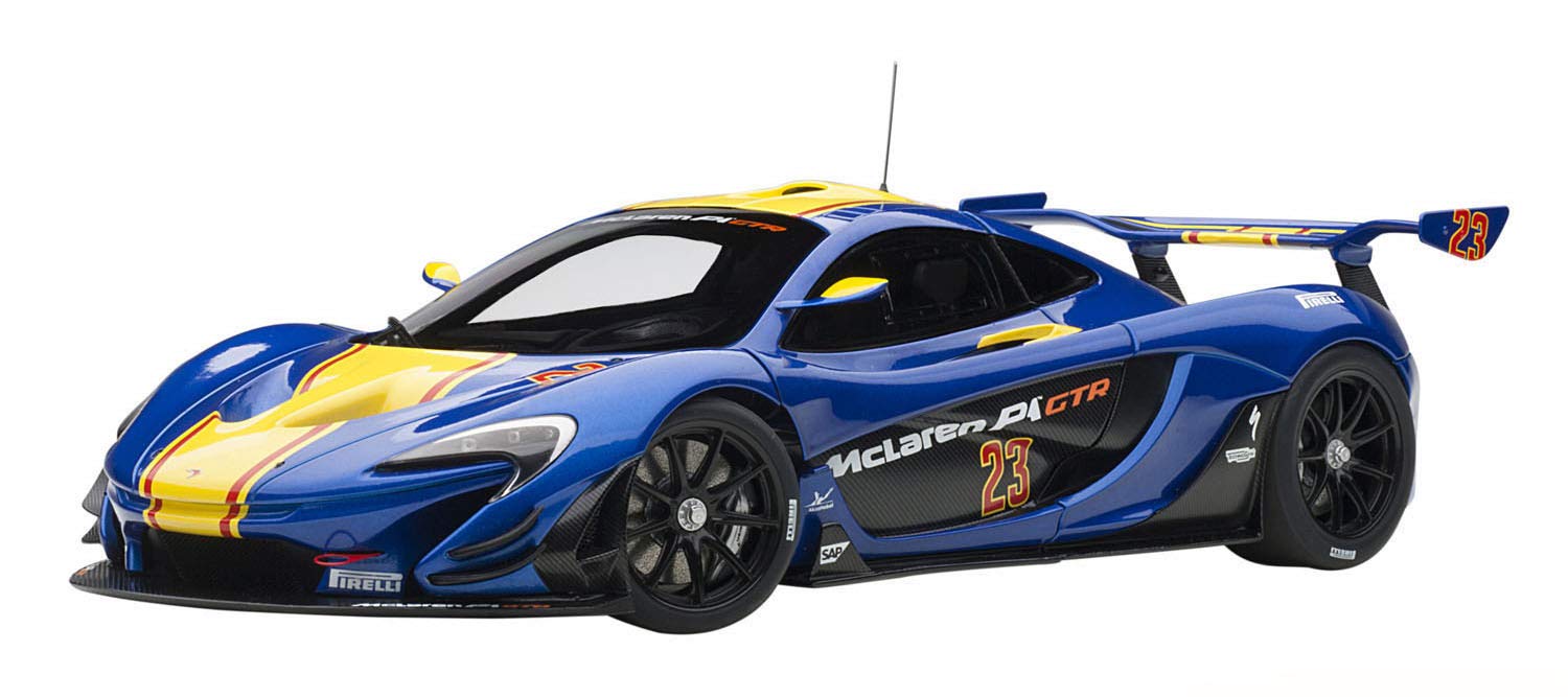 Autoart 1/18 McLaren P1 GTR Druckguss-Modellauto, Blau/Gelb