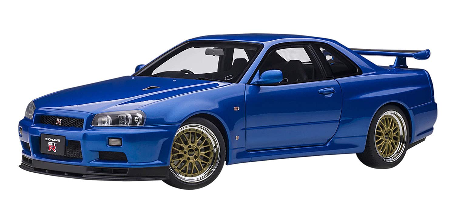 Autoart 1/18 Nissan Skyline GT-R R34 V Spec II BBS LM-Felgen Bayside Blue 77409