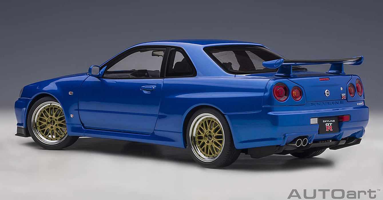 Autoart 1/18 Nissan Skyline GT-R R34 V Spec II BBS LM-Felgen Bayside Blue 77409