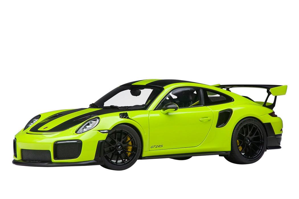 Autoart 1/18 Porsche 911 GT2 RS Weissach vert clair modèle noir carbone