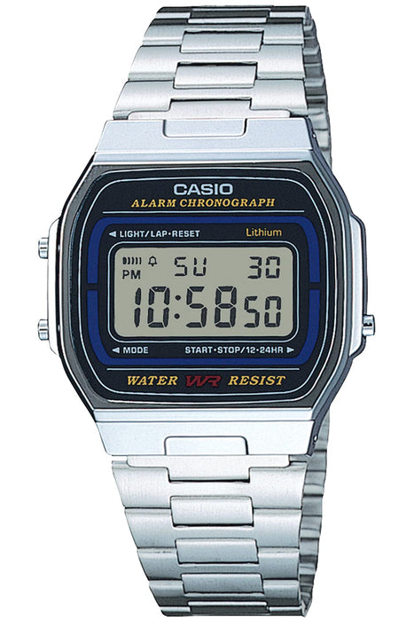 Casio Collection A164Wa-1QJH Men's Silver Watch Water Resistant Digital Timer