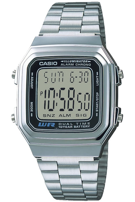 Casio Collection A178Wa-1Ajh Mens Silver Watch Durable Classic Design