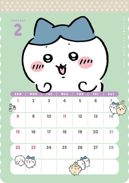 Calendrier mural Parco Chiikawa 2026, planificateur mensuel avec de jolies illustrations.