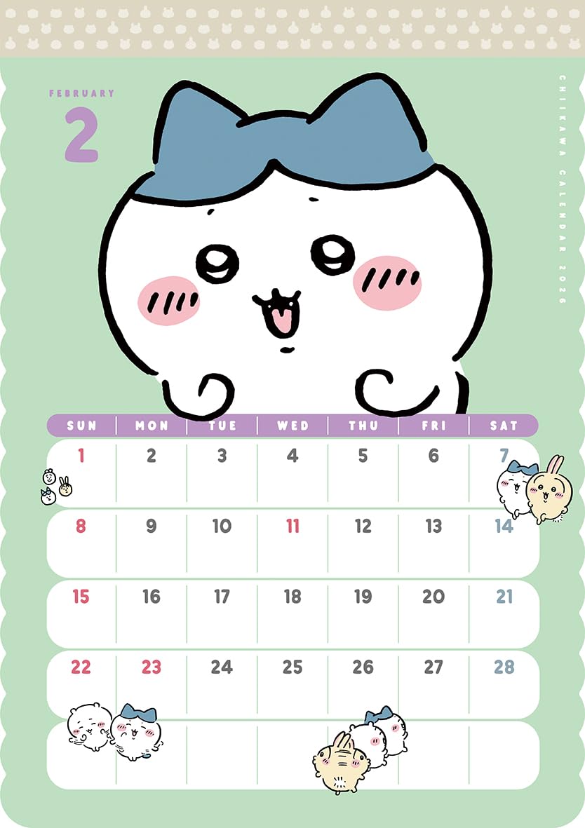 Calendrier mural Parco Chiikawa 2026, planificateur mensuel avec de jolies illustrations.