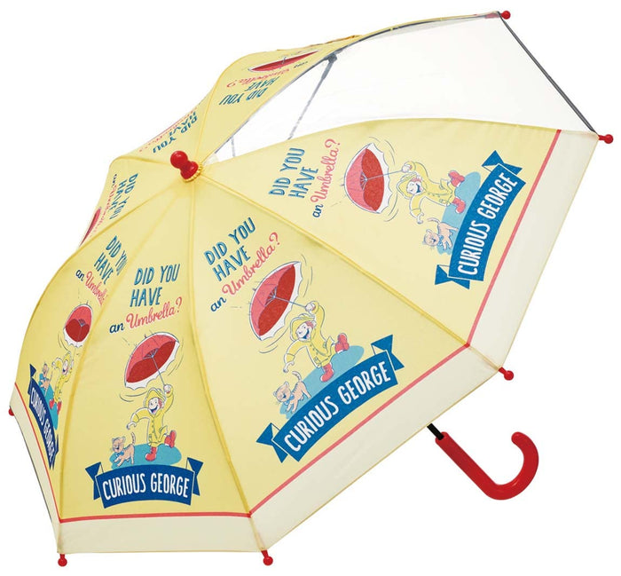 Skater Curious George Kids Umbrella 45cm Transparent Window Hand Operated Safe for 5-6 Year Olds- Japan Figure Store - #1 Bring To You The Best Japanese Goods