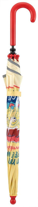 Skater Curious George Kids Umbrella 45cm Transparent Window Hand Operated Safe for 5-6 Year Olds