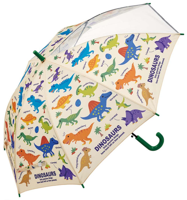 Skater Dinosaur Umbrella for Kids 9-10 55cm with Transparent Window 8-Rib Jump Type