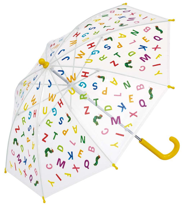 Skater-Alphabet-Regenschirm mit Raupe Nimmersatt, 40 cm, sicheres Öffnen mit der Hand, 8 Streben, für Kinder im Alter von 3–4 Jahren