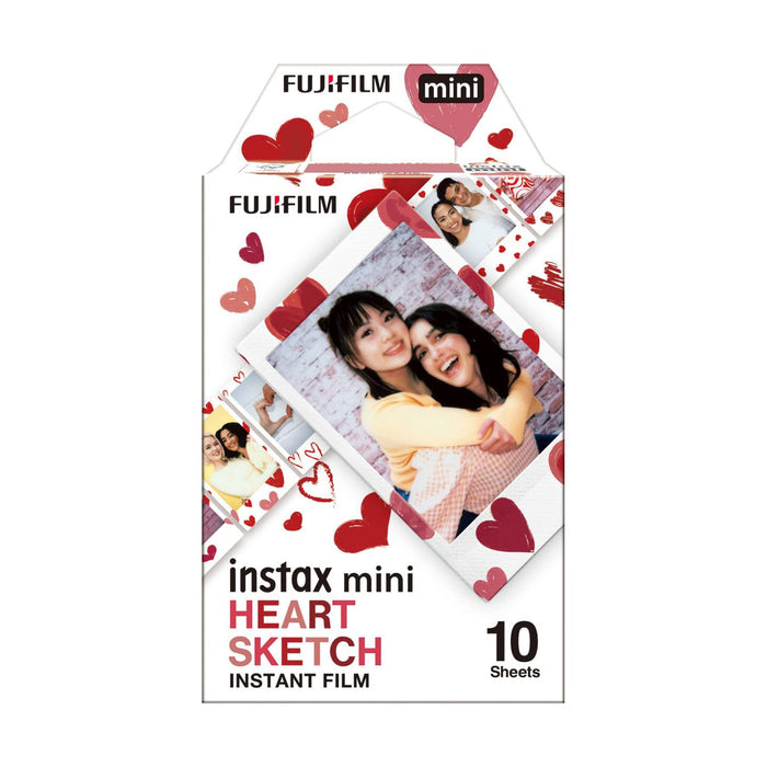 Lot de 10 feuilles de film pour appareil photo instantané Instax Mini, motif cœur et croquis Fujifilm