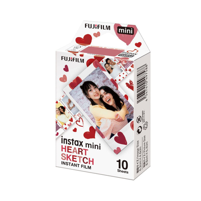 Instax Mini Instant Camera Film 10 Sheets Heart Sketch Design Fujifilm