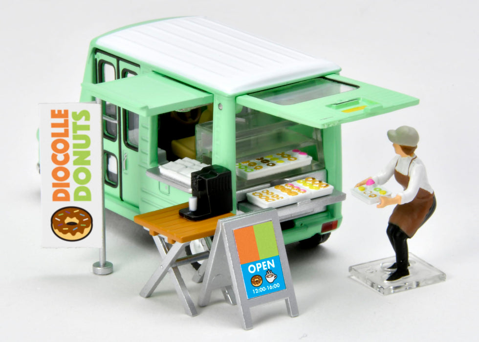 Coffret Donut Shop à l'échelle 1/64 de Tomytec avec voiture moulée sous pression et figurines