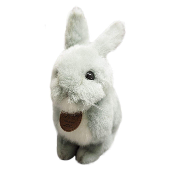 Peluche lapin assis gris Sanei Boeki 23 cm - Fabriqué au Japon