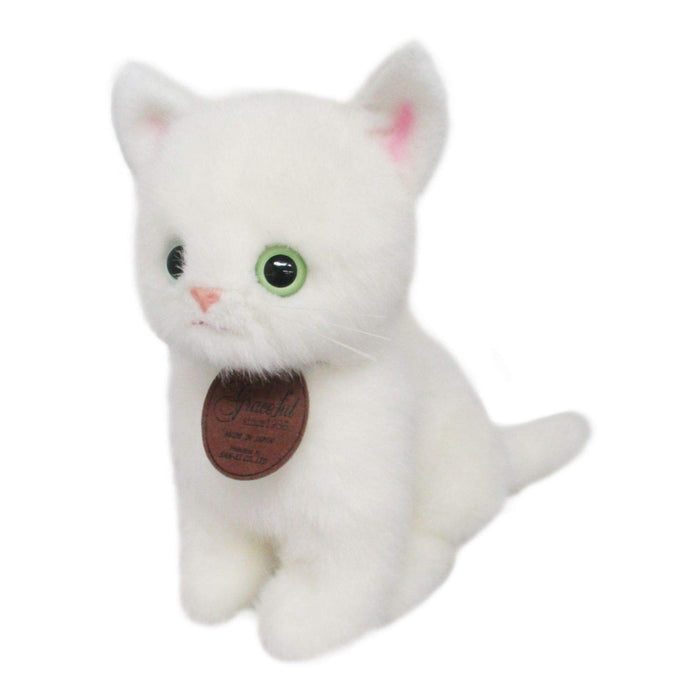 Peluche chat blanc gracieux Sanei Boeki 22 cm Fabriqué au Japon