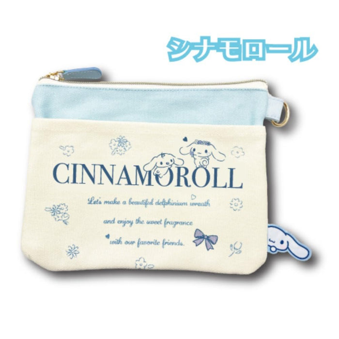 San-X Canvas Flat Pouch - Cinnamoroll Print - Cute Sanrio Characters