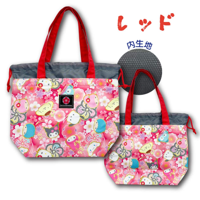 Sac fourre-tout rouge pour déjeuner San-X Hatayama Shoji H20xL30xP10cm Personnages de Sanrio