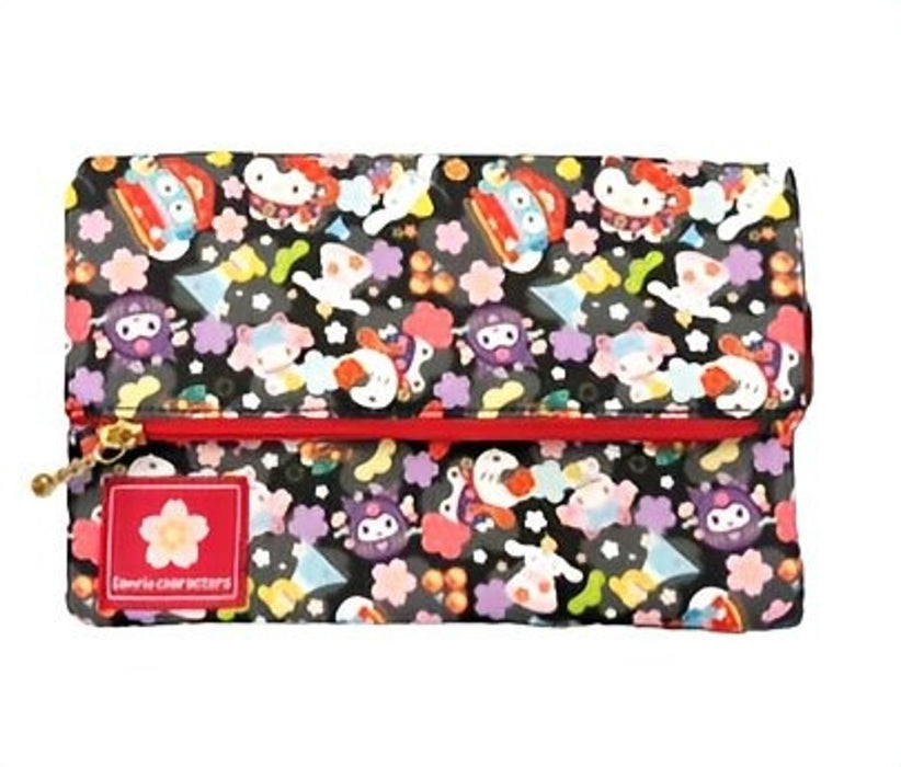 San-X Hatayama Shoji Free Pouch Japanese Pattern Sanrio Characters Black H13 x W20cm