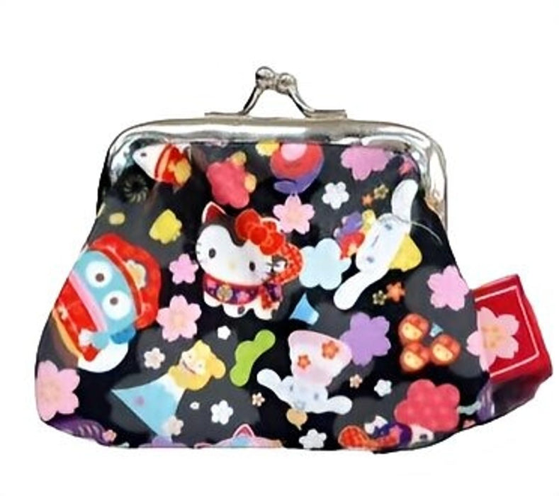 San-X Hatayama Shoji Mini Purse Pouch Black with Sanrio Characters 6.5x9x1.5cm