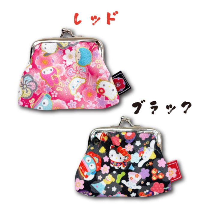 San-X Hatayama Shoji Mini Purse Pouch Black with Sanrio Characters 6.5x9x1.5cm