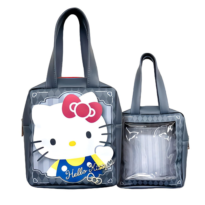 San-X Sanrio Tragetasche mit transparentem Fensterdruck Hello Kitty, H20 x B18 x T7 cm