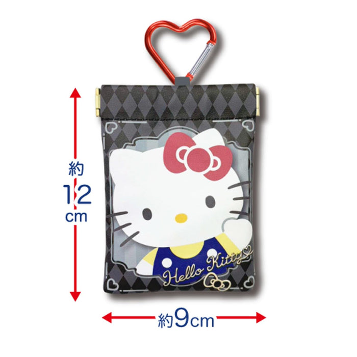 San-X Kuromi Pouch with Clear Window and Carabiner W9xH12Cm