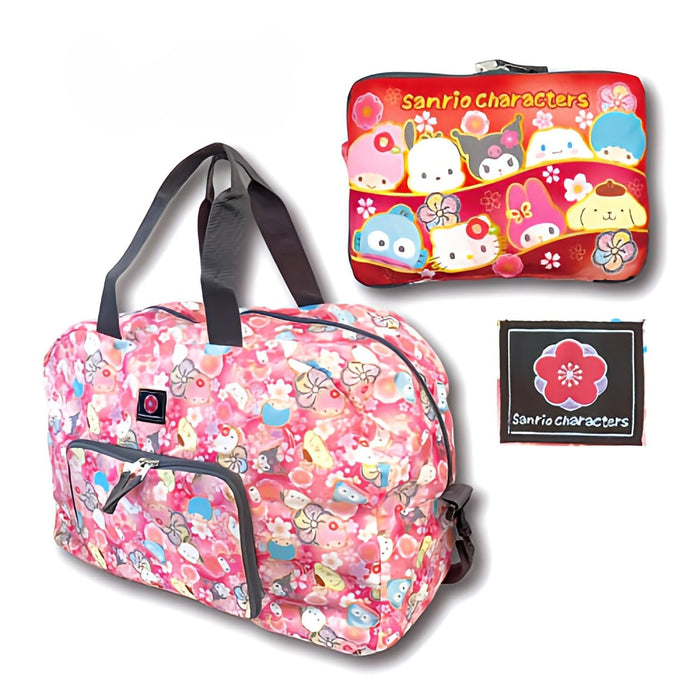 San-X Sanrio Faltbare Boston-Tasche, rotes japanisches Muster, H34xB50xT24CM, 33202105