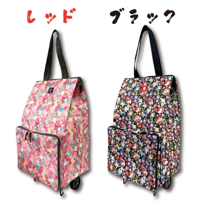 San-X Foldable Shopping Bag Black 52x31x20cm Japanese Pattern Sanrio Characters