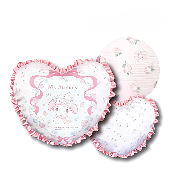 San-X My Melody Heart Cushion with Frill H34 x W37 x D10cm