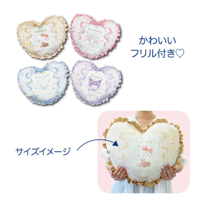 San-X My Melody Heart Cushion with Frill H34 x W37 x D10cm