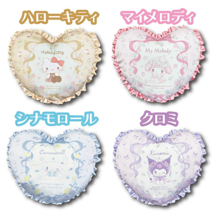 Coussin San-X My Melody Heart avec volant H34 x L37 x P10cm