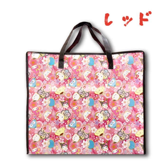 Grand sac de courses San-X Hatayama Shoji rouge avec personnages Sanrio 48 x 57 x 29 cm