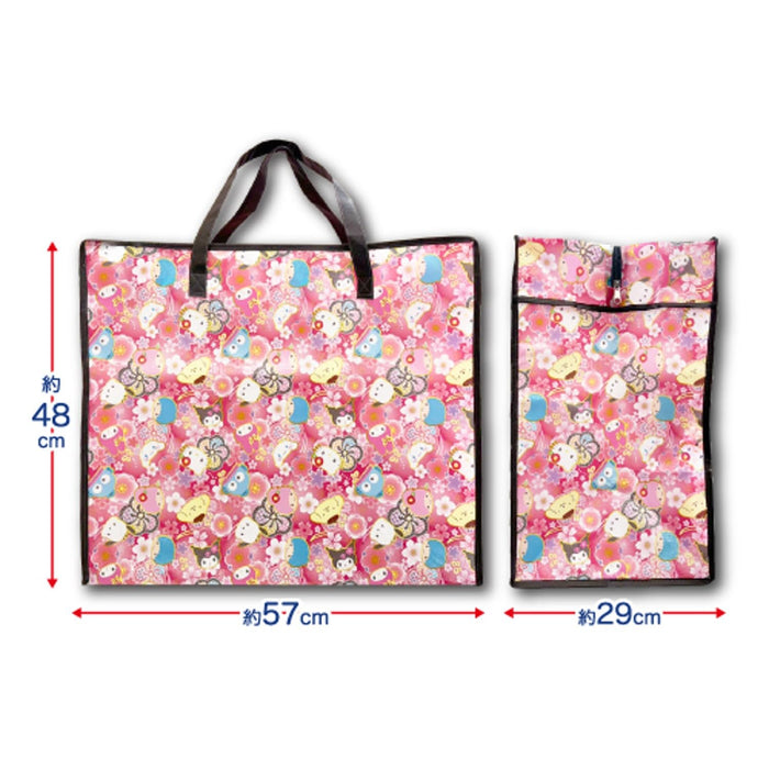 Grand sac de courses San-X Hatayama Shoji rouge avec personnages Sanrio 48 x 57 x 29 cm