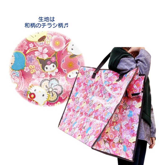 Grand sac de courses San-X Hatayama Shoji rouge avec personnages Sanrio 48 x 57 x 29 cm