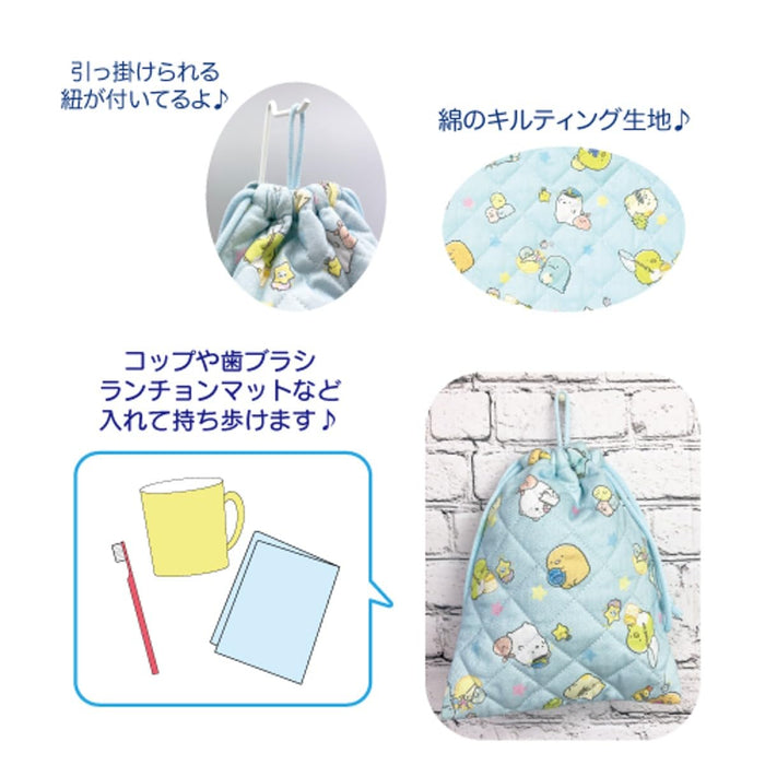 San-X Sumikko Gurashi Quilted Drawstring Pouch 25x20cm