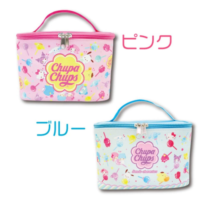 San-X Sanrio Chupa Chups Kosmetiktasche mit Spiegel, Blau, H15 x B22 x T15 cm