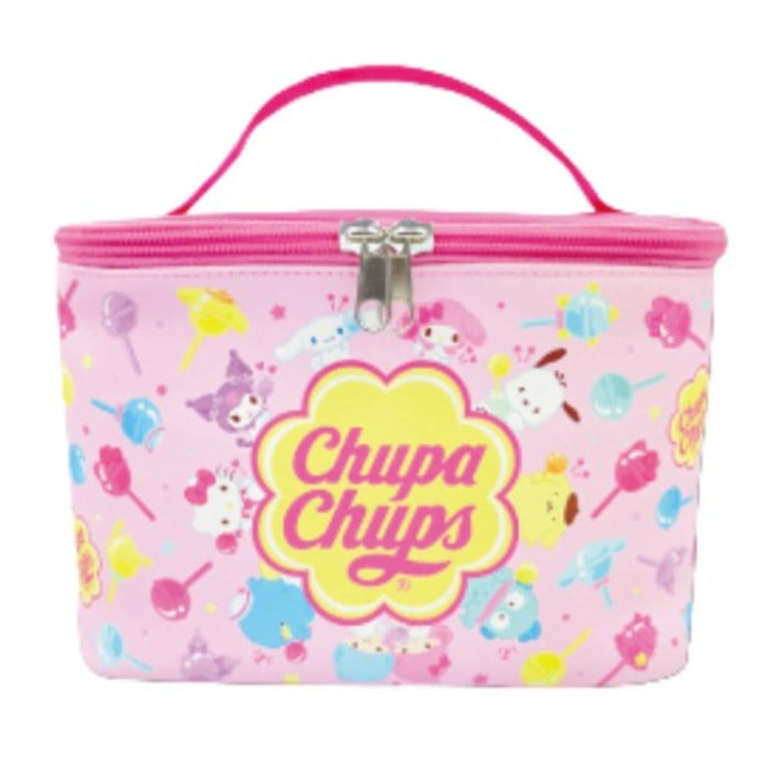 San-X Chupa Chups X Sanrio Rosa Kosmetiktasche mit Spiegel H15 x B22 x T15 cm