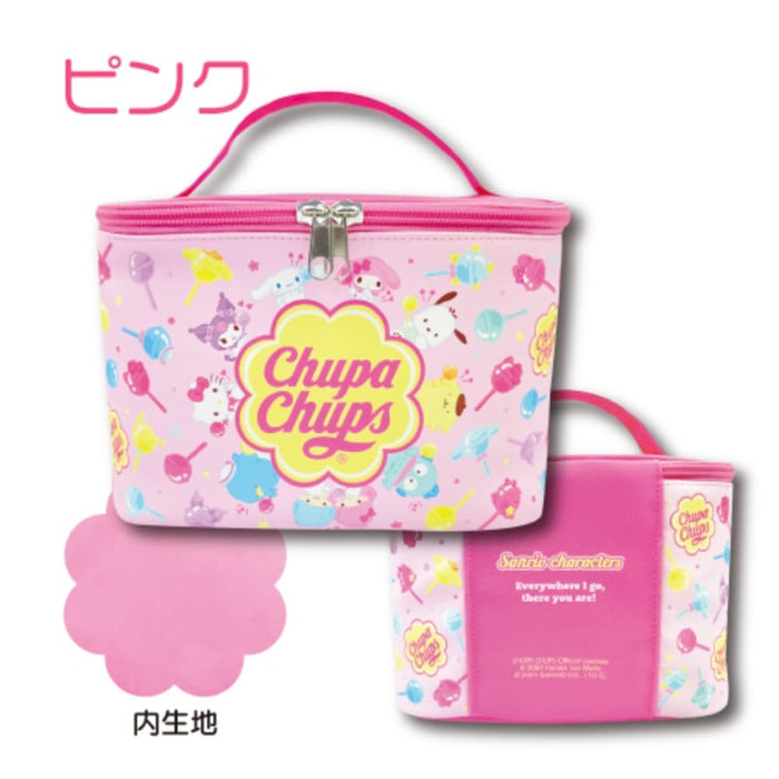 San-X Chupa Chups X Sanrio Rosa Kosmetiktasche mit Spiegel H15 x B22 x T15 cm