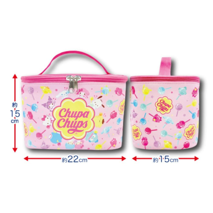 San-X Chupa Chups X Sanrio Pink Vanity Pouch with Mirror H15 x W22 x D15Cm