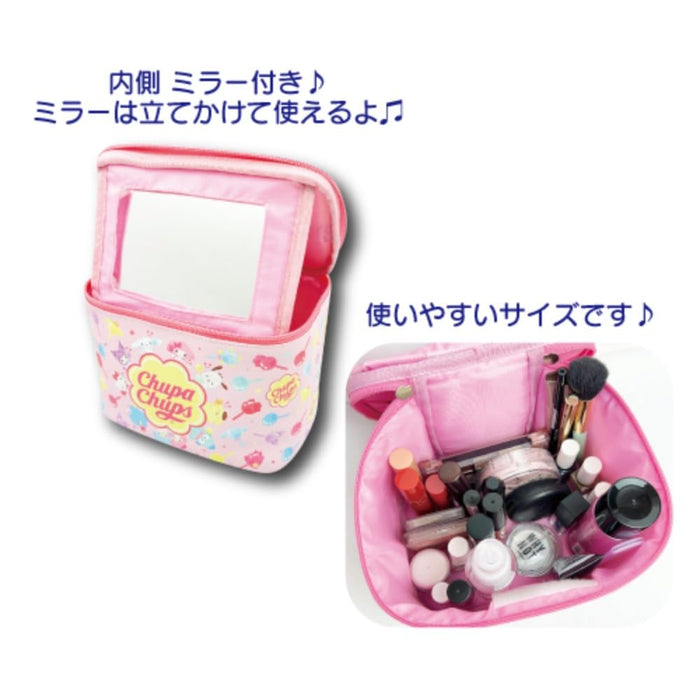 San-X Chupa Chups X Sanrio Pink Vanity Pouch with Mirror H15 x W22 x D15Cm