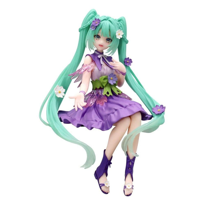 Figurine Noodle Stopper Furyu Hatsune Miku, version violette Cosmos, Fée Fleur.