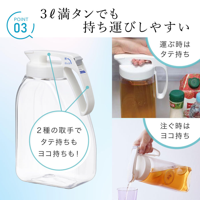 Iwasaki Industries 3,0L Kaltwasserflasche Nahtloser Krug Heißwassersicher Weiß Japan