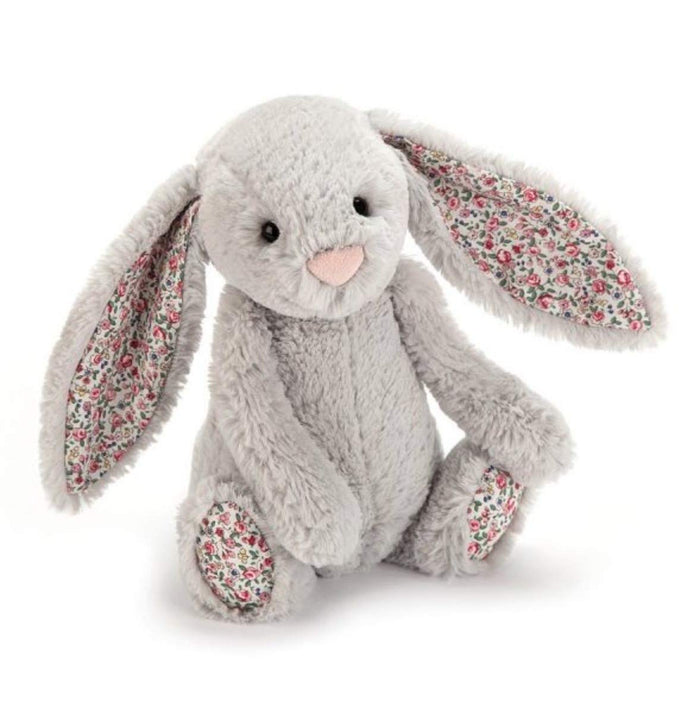 Jelly Cat Blossom Bunny Plush Toy Silver with Pink Flowers 18cm Import- Japan Figure Store - #1 Bring To You The Best Japanese Goods
