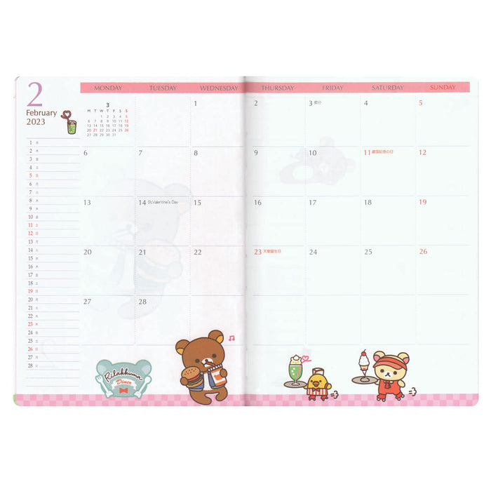 Carnet de notes mensuel de poche San-X Rilakkuma Me67105 B6