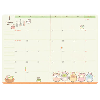 San-X Sumikko Gurashi Wide Thread-Bound Pocket Schedule Notebook Me67114- Japan Figure Store - #1 Bring To You The Best Japanese Goods